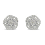 10KT White Gold Diamond Flower Stud Earring (1/2 cttw, I-J Color, I1-I2 Clarity)