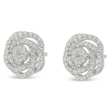 10KT White Gold Diamond Flower Stud Earring (1/2 cttw, I-J Color, I1-I2 Clarity)