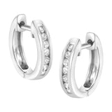 10K White Gold 1/4 cttw Channel Set Round-Cut Diamond Hoop Earrings (I-J Color, I3 Clarity)