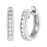 10K White Gold 1/4 cttw Channel Set Round-Cut Diamond Hoop Earrings (I-J Color, I3 Clarity)