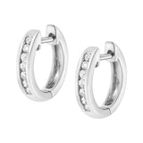 10K White Gold 1/4 cttw Channel Set Round-Cut Diamond Hoop Earrings (I-J Color, I3 Clarity)