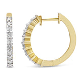 10K Yellow Gold 1/2 Cttw Prong Set Round-Cut Diamond Hoop Earrings (I-J Color, I1-I2 Clarity)