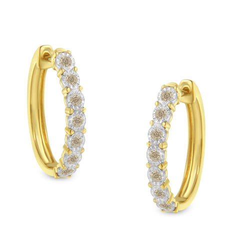 10KT Two-Toned Gold Diamond Hoop Earring (1/2 cttw, J-K Color, I2-I3 Clarity)