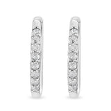 10K White Gold 1/5 Cttw Round-Cut Diamond Modern Hoop Earrings (I-J Color, I3 Clarity)