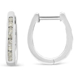 10K White Gold 1/4 Cttw Channel Set Diamond Hoop Earrings (I-J Color, I3 Clarity)