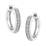 10K White Gold 1/4 cttw Shared Prong Set Round-Cut Diamond Beaded Hoop Earrings (I-J Color, I3 Clarity)