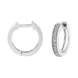 10K White Gold 1/4 cttw Shared Prong Set Round-Cut Diamond Beaded Hoop Earrings (I-J Color, I3 Clarity)