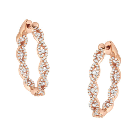 10K Rose Gold Diamond Hoop Earring (1 cttw, H-I Color, I1-I2 Clarity)