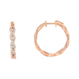 10K Rose Gold Diamond Hoop Earring (1 cttw, H-I Color, I1-I2 Clarity)