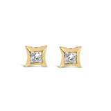 10K White Gold 1/5 Cttw Invisible Set Princess-Cut Diamond Stud Earrings (H-I Color, SI2-I1 Clarity)