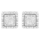 10K White Gold 1/2 cttw Invisible Set Princess-Cut Diamond Square Stud Earring (I-J Color, I1-I2 Clarity)