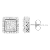 10K White Gold 1/2 cttw Invisible Set Princess-Cut Diamond Square Stud Earring (I-J Color, I1-I2 Clarity)