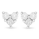 10K White Gold 1/4 cttw Round and Princess-cut Diamond Composite Heart Shape Stud Earring (I-J Color, I1-I2 Clarity)