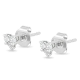 10K White Gold 1/4 cttw Round and Princess-cut Diamond Composite Heart Shape Stud Earring (I-J Color, I1-I2 Clarity)