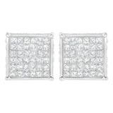 10K White Gold 2ct TDW Princess-Cut Composite Diamond Stud Earring (I-J ,I2-I3)