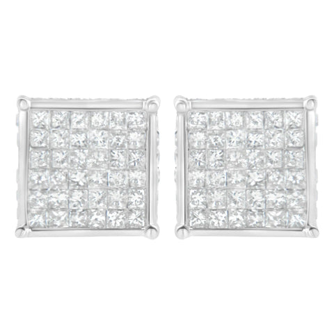 10K White Gold 2ct TDW Princess-Cut Composite Diamond Stud Earring (I-J ,I2-I3)