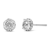 10K White Gold 1/2 Cttw Miracle-Set Round Brilliant-Cut Diamond Stud Earrings with Hidden Halo (I-J ,I2-I3)