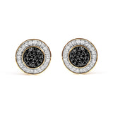 Men's 10K Yellow Gold 1/3 Cttw White and Black Treated Diamond Earring (Black / I-J Color, I2-I3 Clarity)