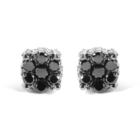 Men's 10K Yellow Gold 1.00 Cttw White and Black Treated Diamond Earring (Black / I-J Color, I2-I3 Clarity)