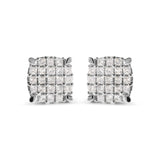 10K White Gold 3/4 Cttw Princess Diamond Composite Cushion Shape Stud Earrings (I-J Color, I1-I2 Clarity)