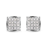 10K White Gold 1/2 Cttw Princess Diamond Classic Composite Stud Earrings (I-J Color, I1-I2 Clarity)