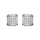 10K White Gold 3/4 Cttw Princess Diamond Composite Open Frame Stud Earrings (I-J Color, I1-I2 Clarity)