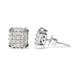 10K White Gold 3/4 Cttw Princess Diamond Composite Open Frame Stud Earrings (I-J Color, I1-I2 Clarity)