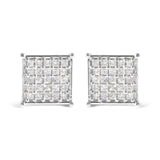 10K White Gold 3/4 Cttw Princess Diamond Composite Stud Earrings (I-J Color, I1-I2 Clarity)