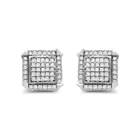 10K White Gold 1.0 Cttw Diamond  Composite with Halo Stud Earrings (H-I Color, I1-I2 Clarity)