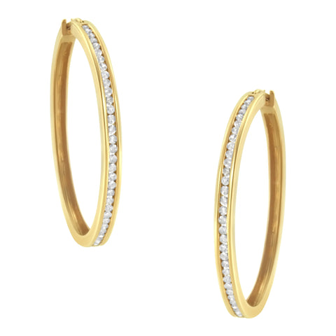 Gold Diamond Hoop Earrings  - Color: Yellow gold | Size: 10K 1 CARAT TOTAL DIAMON WEIGHT | Pack Of: 1