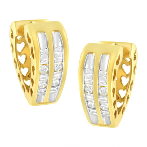 10 Karat Yellow Gold 1/2 CTTW Diamond Huggy Heart Hoop Earrings