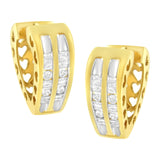 10 Karat Yellow Gold 1/2 CTTW Diamond Huggy Heart Hoop Earrings