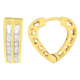 10 Karat Yellow Gold 1/2 CTTW Diamond Huggy Heart Hoop Earrings