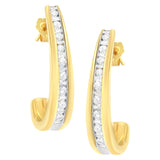 10 Karat Yellow Gold 1 CTTW Channel Set Diamond J-Hoop Earrings