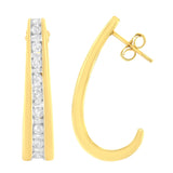 10 Karat Yellow Gold 1 CTTW Channel Set Diamond J-Hoop Earrings