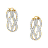 10 Karat Yellow and White Gold 1/4 CTTW Diamond Double Infinity Hoop Earrings