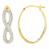 10 Karat Yellow and White Gold 1/4 CTTW Diamond Double Infinity Hoop Earrings