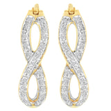 10 Karat Yellow and White Gold 1/4 CTTW Diamond Double Infinity Hoop Earrings