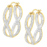 10 Karat Yellow and White Gold 1/4 CTTW Diamond Double Infinity Hoop Earrings