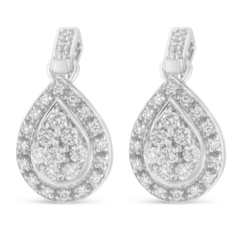 10 Karat White Gold 3/4 CTTW Round Cut Diamond Earrings