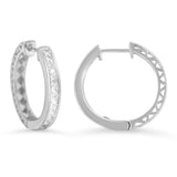 10 Karat White Gold 1.0 Carat Total Weight Channel Set Princess-cut Diamond Hoop Huggy Earrings