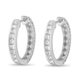 10 Karat White Gold 1.0 Carat Total Weight Channel Set Princess-cut Diamond Hoop Huggy Earrings