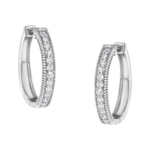 10 Karat White Gold 1.00 CTTW Diamond Hoop Earring