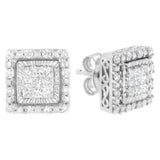 10 Karat White Gold 1/2 Carat Total Weight Invisible Set Princess-Cut Diamond Square Stud Earring