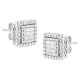 10 Karat White Gold 1/2 Carat Total Weight Invisible Set Princess-Cut Diamond Square Stud Earring