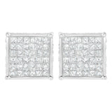 10 Karat White Gold 2 CTTW Princess-Cut Composite Diamond Stud Earring