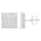 10 Karat White Gold 2 CTTW Princess-Cut Composite Diamond Stud Earring