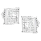 10 Karat White Gold 2 CTTW Princess-Cut Composite Diamond Stud Earring