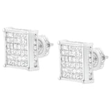 10 Karat White Gold 2 CTTW Princess-Cut Composite Diamond Stud Earring