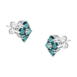 14KT White Gold Color Treated Blue Diamond Stud Earrings (1 1/2 cttw, Blue, I2-I3 Clarity)